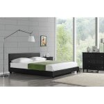 Lit double rembourré albacete sommier à lattes similicuir 160 x 200 cm noir corium Lit double rembourré albacete sommier à lattes similicuir 160 x 200 cm noir corium