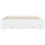 Lit double avec tiroirs - kalisse - blanc - 140x190 cm - bois ding�nierie - tiroirs de rangement