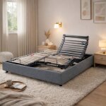 Lit �lectrique avec 5 plans de couchage 90x200 horizon gris granit - gris fonc� - garantie 5 ans - someo ...