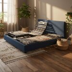 Lit �lectrique de relaxation en 5 plans de couchage 2x70x190 cm pl�nitude bleu �g�en - bleu chin� - garantie ...
