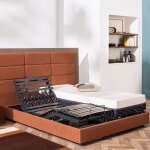 Lit �lectrique de relaxation en 5 plans de couchage 90x200 pl�nitude terre de sienne - rouge terracotta ...