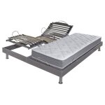 Lit électrique storm x 2 - 140x190 s62 - latex - 2 sommiers indépendants - equilibré - gris Lit électrique storm x 2 - 140x190 s62 - latex - 2 sommiers indépendants - equilibré - gris