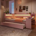 Lit enfant 140x200 lit gigogne lit combine enfant bureau int�gr� ports usb led multicolore