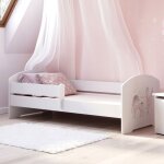 Lit enfant luk 160x80 cm + sommier + matelas avec barrière de sécurité avec motif fille et licorne Lit enfant luk 160x80 cm + sommier + matelas avec barrière de sécurité avec motif fille et licorne