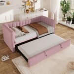 Lit enfant 2 places 90x200 cm lit banquette convertible avec lit gigogne style minimaliste sans matelas ...
