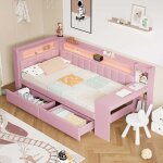 Lit enfant - 90 x 200 - avec bureau et tiroirs - port usb et led int�gr�e - sommier � lattes