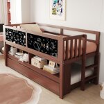 Lit enfant 90 x 200 cm avec lit gigogne et tableau maisentiel