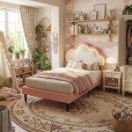 Lit enfant 90 x 200cm - pu rose & blanc - t�te de lit forme nuage avec led - �clairage rgb 16 couleurs ...