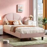 Lit enfant 90x190 cm lit fille avec t�te de lit cadre de lit 90x190 cm lit simple en velours sommier ...