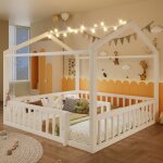 Lit enfant 90x190 cmx2 / 180x190 cm lit plat barri�re de s�curit� led structure en pin sans matelas style ...