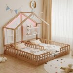 Lit enfant 90x200 cm avec �clairage led lit cabane avec fen�tre et chemin�e lit simple rembourr� couleur ...