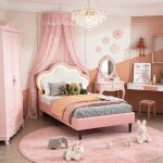 Lit pour enfants 90x200 cm lit fille avec sommier et led lit princesse avec t�te de lit nuage structure ...