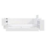 Lit enfant 90x200 multifonctionnel banquette - lit blanc avec rangements tiroirs �tag�re et table de ...