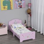 Lit enfant - akozon - design princesse - 70 x 140 cm - sommier � lattes inclus - rose