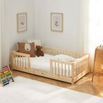 Lit enfant avec barri�res eden 70x140 pin massif sommier inclus - bois