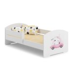 Lit enfant 140x70 cm + sommier + matelas + barri�re de s�curit� - le chaton rose