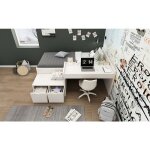 Lit enfant blanc 90�200 cm avec bureau 2 tiroirs et sommier inclus structure solide montage n�cessaire ...