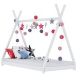 Lit enfant cabane - structure lit denfant blanc bois de pin massif 80x160 cm