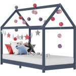 Lit enfant cabane - style junior - gris - 70 x 140 cm - cadre de lit structure lit contemporain coucher ...