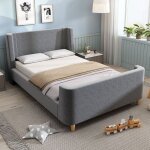 Lit enfant capitonn� lit simple 90 x 200 cm lit tra�neau � motif cosmique pour gar�ons et filles gris ...