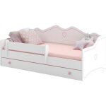 Lit enfant pour une fille emma 80x160 avec matelas + sommier + tiroir en blanc / rose Lit enfant pour une fille emma 80x160 avec matelas + sommier + tiroir en blanc / rose