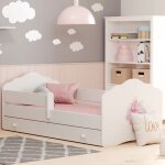 Lit enfant fala 160 x 80 cm + sommier + matelas + tiroir + barrire de protection avec motif princesse ...