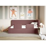 Lit enfant ? fanko ? 90�200 ? barri�re de s�curit� t�te de lit � droite ? velours ? rose