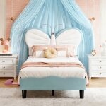 Lit enfant fille 90x200cm avec ledt�te de lits r�glable en hauteur en forme de papillonlits princessesommier ...
