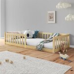 Lit enfant gustavo lit au sol 90x200 cm dinspiration montessori avec barrières de protection en pin massif ... Lit enfant gustavo lit au sol 90x200 cm dinspiration montessori avec barrières de protection en pin massif ...