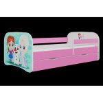 Lit enfant kocot kids la reine des neiges rose avec tiroir 80x160 - a lattes - bois et panneaux de particules ...