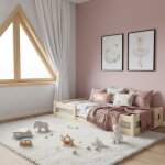 Lit enfant lila 120x60 cm ? bois naturel barri�res de s�curit� structure basse
