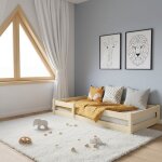 Lit enfant lila 140x70 cm ? bois naturel barri�res de s�curit� structure basse