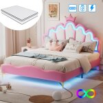Lit enfant - luminarix - luminarix - 140 x 200 cm - t�te de lit couronne - led int�gr�e - matelas inclus ...