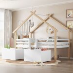 Lit enfant mi - hauteur forme maison avec escalier maisentiel