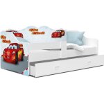 Lit banquette neli cars 80x160 blanc livré avec sommiers tiroir et matelas en mousse de 7cm Lit banquette neli cars 80x160 blanc livré avec sommiers tiroir et matelas en mousse de 7cm