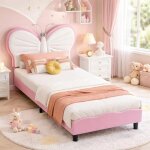 Lit enfant rembourr� 90x190 avec t�te de lit lits princesse fille avce led t�te de lit papillon avec ...
