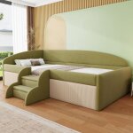 Lit enfant rembourr� avec marches antid�rapantes 90 x 190 cm evryae