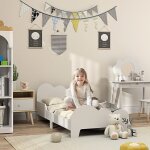 Lit enfant lit au sol enfant 70x140 cm avec barri�re de s�curit� sommier � lattes inclus et d�corations ...