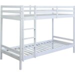 Lit enfant superpos� en bois avec sommier � lattes 90x200 cm blanc
