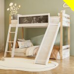 Lit enfant superposer 2 place 90 x 200 avec toboggan et escalier barri�re de s�curit� sur les 4 c�t�s ...