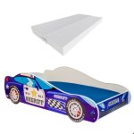 Lit enfant voiture policier140x70cm + sommier + matelas