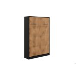 Lit escamotable 140 x 200 cm vertical ouverture  ressort - bois et noir mat - cozy