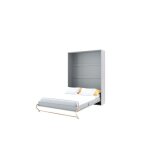 Lit escamotable 140 x 200 cm vertical ouverture  ressorts avec fonction stop - gris mat - gain