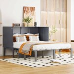 Lit escamotable 140 x 200 cmlit pliant avec sommier � lattes lit mural pour adolescents et adultes gris ...