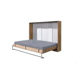 Lit escamotable horizontal 120 x 200 cm avec ouverture  ressort - bois - zen marron