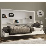 Lit escamotable horizontal 160x200 cm blanc et b�ton - weark