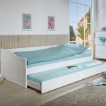 Inter link lit gigogne leonie 23 90x190 cm blanc bois massif avec sommier  lattes