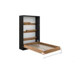 Lit escamotable vertical 140 x 200 cm avec 2 armoires mécanisme douverture à ressort - bois et noir mat ... Lit escamotable vertical 140 x 200 cm avec 2 armoires mécanisme douverture à ressort - bois et noir mat ...