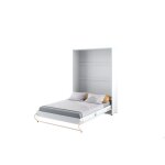Lit escamotable vertical 140 x 200 cm ouverture  ressort avec fonction stop - blanc brillant - gain