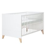 Lit �volutif 70 x 140 transformable en lit junior roba - leon - 3 hauteurs - pieds en bois massif - blanc ...